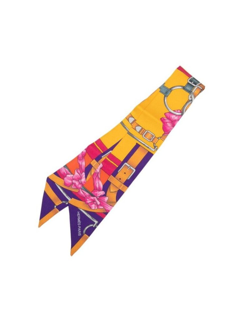 Hermes Twilly Grand Manege Scarf Yellow Multicolor Silk